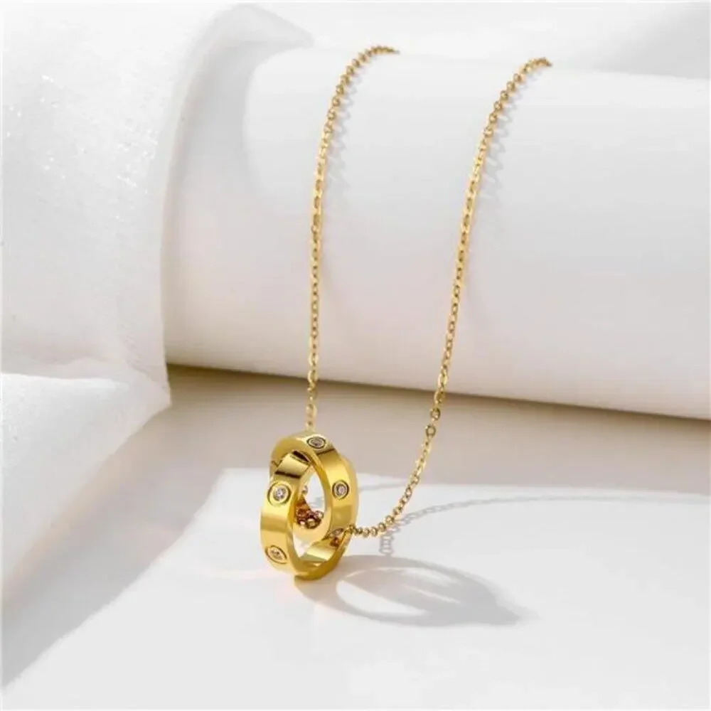 Women's Stainless Steel Necklace -18K Gold Women's Necklace, Gold Interlocking